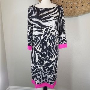 St. John Silk Animal Print Dress